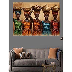 Afrikalı Kadınlar Yan Yana Dekoratif Kanvas - Mdf Ahşap Tablo 70x100 cm