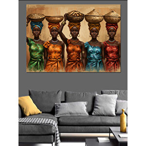 Afrikalı Kadınlar Yan Yana Dekoratif Kanvas - Mdf Ahşap Tablo
