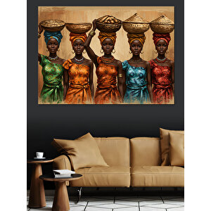 Afrikalı Kadınlar Yan Yana Dekoratif Kanvas - Mdf Ahşap Tablo