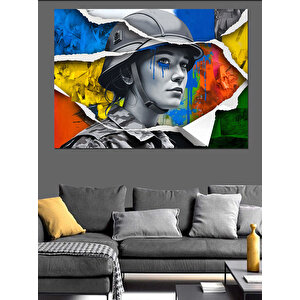 Soyut Mavi Gözlü Kadın Dekoratif Kanvas - Mdf Ahşap Tablo