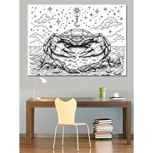 Yengeç Burcu Dekoratif Kanvas - Mdf Ahşap Tablo 35x50 cm