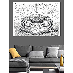 Yengeç Burcu Dekoratif Kanvas - Mdf Ahşap Tablo 35x50 cm
