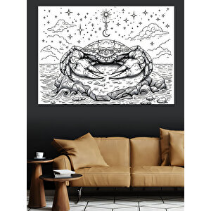 Yengeç Burcu Dekoratif Kanvas - Mdf Ahşap Tablo 35x50 cm
