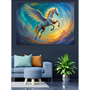Fırça Girdabında Pegasus Dekoratif Kanvas - Mdf Ahşap Tablo 35x50 cm