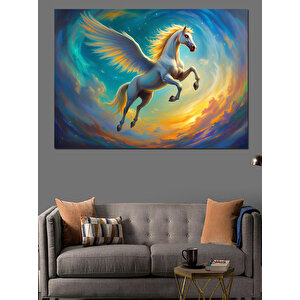 Fırça Girdabında Pegasus Dekoratif Kanvas - Mdf Ahşap Tablo 35x50 cm