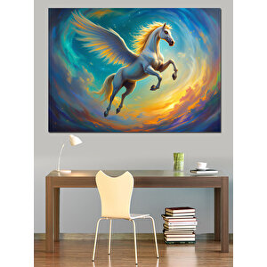 Fırça Girdabında Pegasus Dekoratif Kanvas - Mdf Ahşap Tablo 35x50 cm