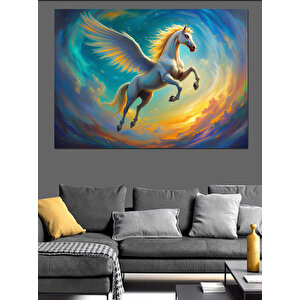 Fırça Girdabında Pegasus Dekoratif Kanvas - Mdf Ahşap Tablo