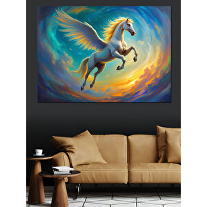 Fırça Girdabında Pegasus Dekoratif Kanvas - Mdf Ahşap Tablo