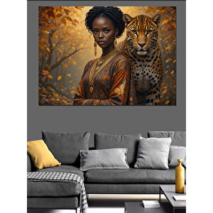Ceylan Bakışlı Afrika Kadını Dekoratif Kanvas - Mdf Ahşap Tablo 70x100 cm