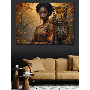 Ceylan Bakışlı Afrika Kadını Dekoratif Kanvas - Mdf Ahşap Tablo 70x100 cm