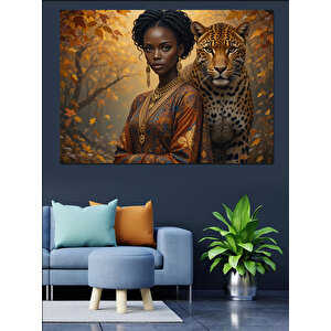 Ceylan Bakışlı Afrika Kadını Dekoratif Kanvas - Mdf Ahşap Tablo 70x100 cm