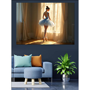 Penceredeki Balerin Kız Dekoratif Kanvas - Mdf Ahşap Tablo