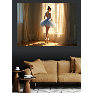 Penceredeki Balerin Kız Dekoratif Kanvas - Mdf Ahşap Tablo