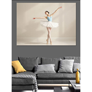 Beyaz Zarif Balerin Dekoratif Kanvas - Mdf Ahşap Tablo 50x70 cm