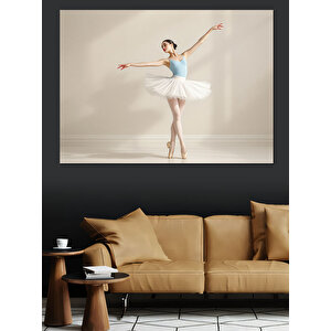 Beyaz Zarif Balerin Dekoratif Kanvas - Mdf Ahşap Tablo 50x70 cm