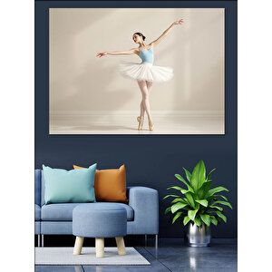 Beyaz Zarif Balerin Dekoratif Kanvas - Mdf Ahşap Tablo 50x70 cm