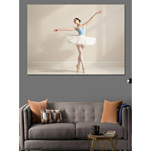 Beyaz Zarif Balerin Dekoratif Kanvas - Mdf Ahşap Tablo