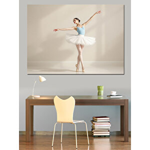 Beyaz Zarif Balerin Dekoratif Kanvas - Mdf Ahşap Tablo
