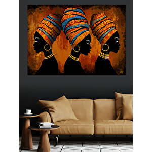 Renkli Kıyafetli Afrikalı Kadınlar Dekoratif Kanvas - Mdf Ahşap Tablo 50x70 cm