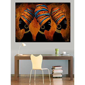 Renkli Kıyafetli Afrikalı Kadınlar Dekoratif Kanvas - Mdf Ahşap Tablo