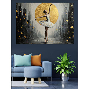Altın Ayda Balerin Dekoratif Kanvas - Mdf Ahşap Tablo 70x100 cm
