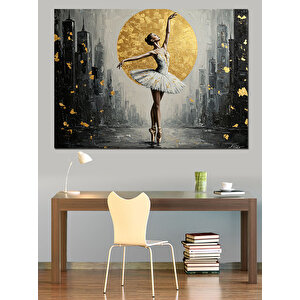 Altın Ayda Balerin Dekoratif Kanvas - Mdf Ahşap Tablo