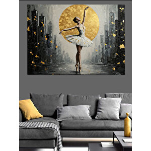 Altın Ayda Balerin Dekoratif Kanvas - Mdf Ahşap Tablo