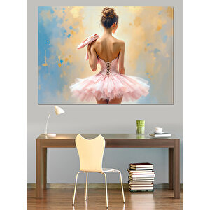 Balerin Kıyafetli Zarif Kadın Dekoratif Kanvas - Mdf Ahşap Tablo 100x140 cm