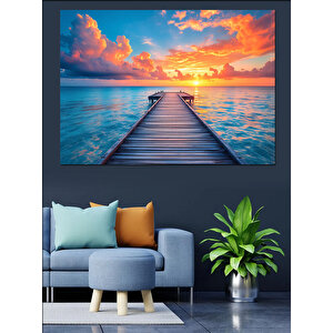 Ahşap İskele Manzarası Dekoratif Kanvas - Mdf Ahşap Tablo