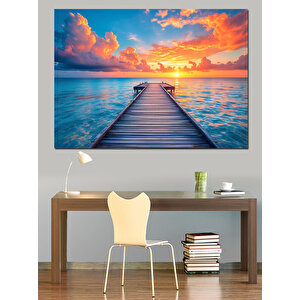Ahşap İskele Manzarası Dekoratif Kanvas - Mdf Ahşap Tablo 70x100 cm