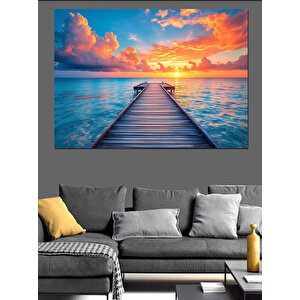Ahşap İskele Manzarası Dekoratif Kanvas - Mdf Ahşap Tablo 70x100 cm