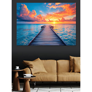Ahşap İskele Manzarası Dekoratif Kanvas - Mdf Ahşap Tablo 70x100 cm