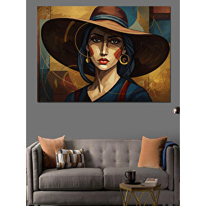 Gizemli Şapkalı Kadın Dekoratif Kanvas - Mdf Ahşap Tablo