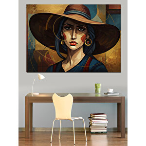 Gizemli Şapkalı Kadın Dekoratif Kanvas - Mdf Ahşap Tablo