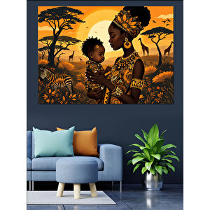 Afrikalı Anne Ve Çocuk Dekoratif Kanvas - Mdf Ahşap Tablo 70x100 cm