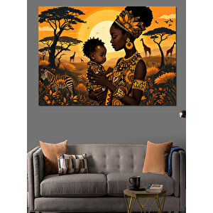 Afrikalı Anne Ve Çocuk Dekoratif Kanvas - Mdf Ahşap Tablo 70x100 cm