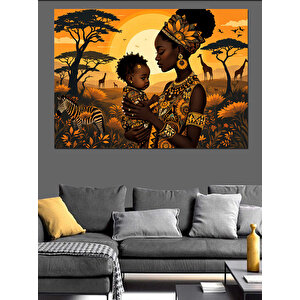 Afrikalı Anne Ve Çocuk Dekoratif Kanvas - Mdf Ahşap Tablo