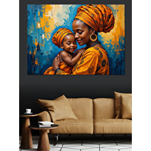 Afrikalı Anne Ve Çocuk Sevgisi Dekoratif Kanvas - Mdf Ahşap Tablo