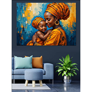 Afrikalı Anne Ve Çocuk Sevgisi Dekoratif Kanvas - Mdf Ahşap Tablo