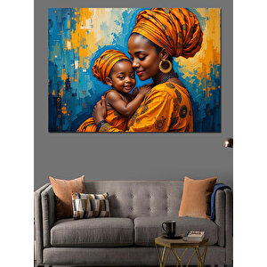 Afrikalı Anne Ve Çocuk Sevgisi Dekoratif Kanvas - Mdf Ahşap Tablo 50x70 cm