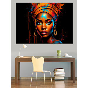 Afrikalı Kadın Portresi Dekoratif Kanvas - Mdf Ahşap Tablo 100x140 cm