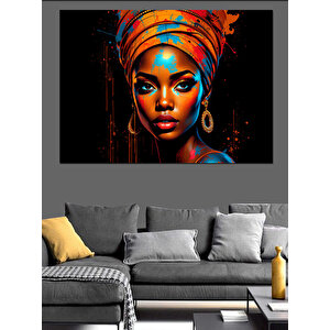 Afrikalı Kadın Portresi Dekoratif Kanvas - Mdf Ahşap Tablo 100x140 cm