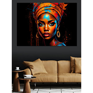 Afrikalı Kadın Portresi Dekoratif Kanvas - Mdf Ahşap Tablo 100x140 cm