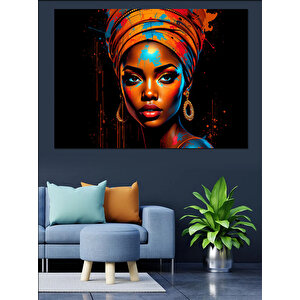 Afrikalı Kadın Portresi Dekoratif Kanvas - Mdf Ahşap Tablo