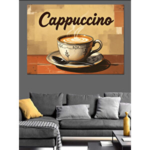 Kremalı Cappuccino Fincanı Dekoratif Kanvas - Mdf Ahşap Tablo 70x100 cm