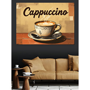 Kremalı Cappuccino Fincanı Dekoratif Kanvas - Mdf Ahşap Tablo 70x100 cm