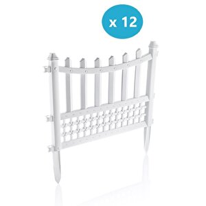Sy-5998 Elite Plastik Dekoratif Bahçe Çiti 12'li Set 60x55 Cm Beyaz