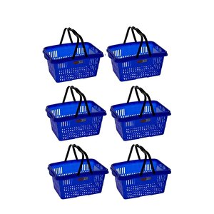 Sy-2260 Çift Saplı Plastik Market Taşıma Sepeti Mavi 6 Adet