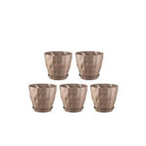 So-krt1 Dekoratif Kristal Saksı Takımı 0.6 Lt Mocha 5 Adet