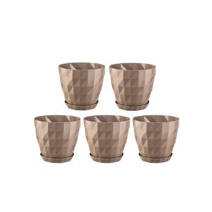 Omnipazar So-krt2 Dekoratif Kristal Saksı Takımı 1.15 Lt Mocha 5 Adet